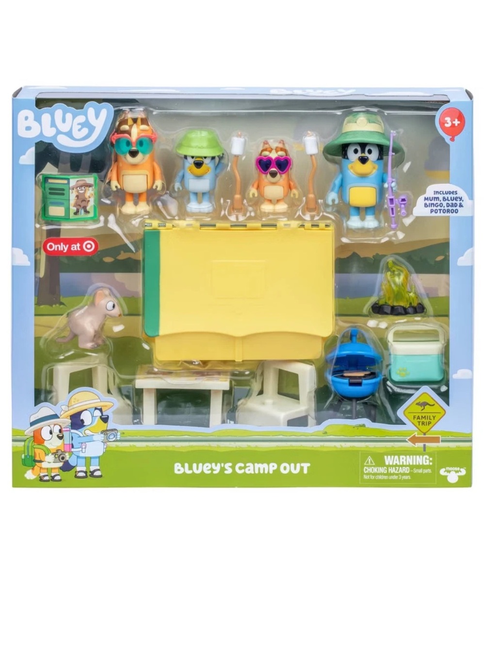 Bluey Camp Out Playset BBQ Tent Cooler Fishing Marshmallows